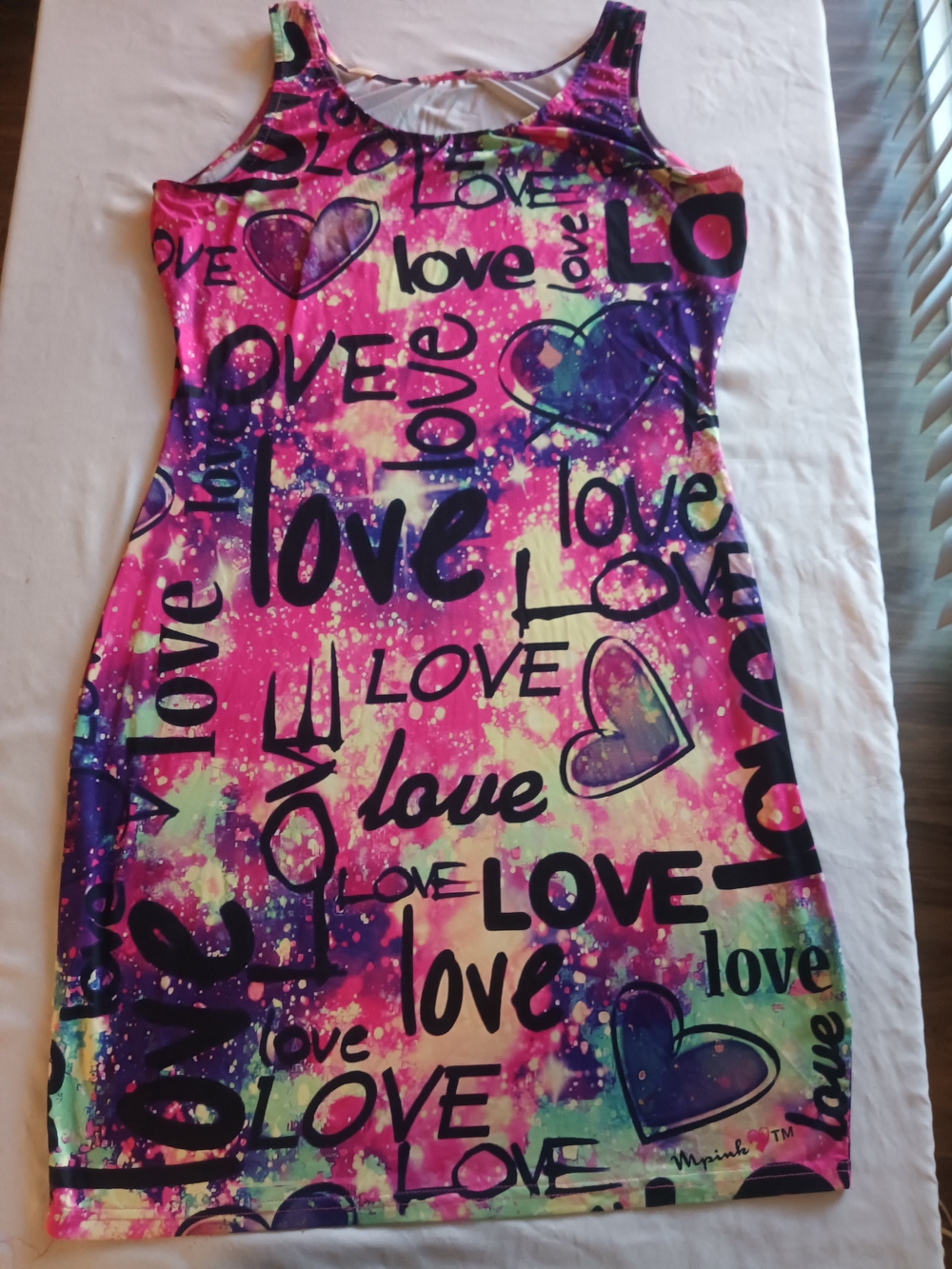 Girls' Love Print Multicolor Tank Dress